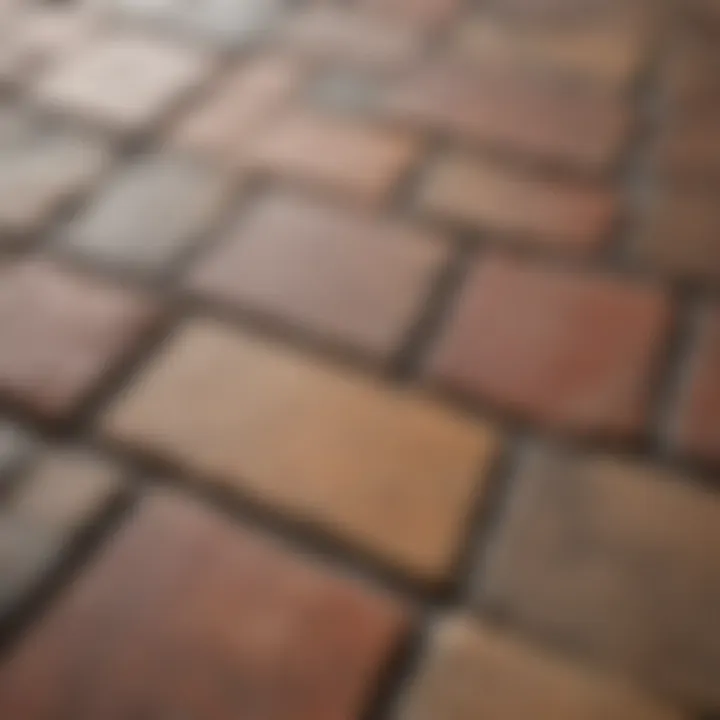 Close-up of textured faux flagstone tiles showcasing detail