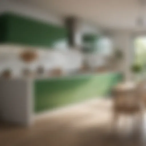 Elegant green and white kitchen with modern finishes