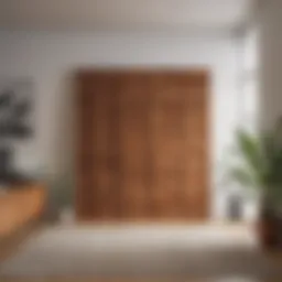 Modern wooden shutter design enhancing a minimalist living room