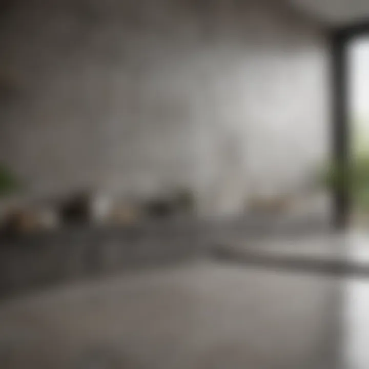A modern kitchen featuring large format tiles