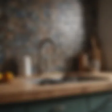 Charming Mosaic Tile Backsplash A cozy kitchen showcasing a mosaic tile backsplash