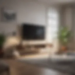 Elegant stand decor showcasing minimalist design in a contemporary living room