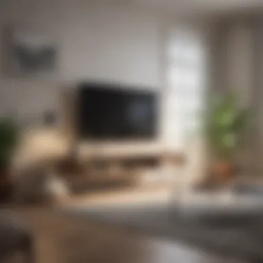 Minimalist Stand Decor in Contemporary Living Room Elegant stand decor showcasing minimalist design in a contemporary living room