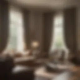 Elegant living room featuring Martha Stewart café curtains