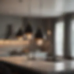 Sleek pendant lights illuminating a modern kitchen
