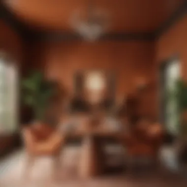 Stylish Dining Area in Rich Terracotta Stylish dining area adorned with rich terracotta hues