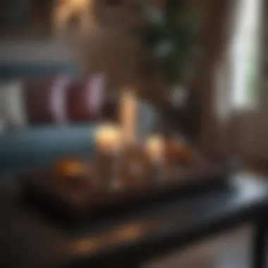 Sophisticated Ottoman Tray Arrangement Elegant ottoman tray styled with candles and decorative items