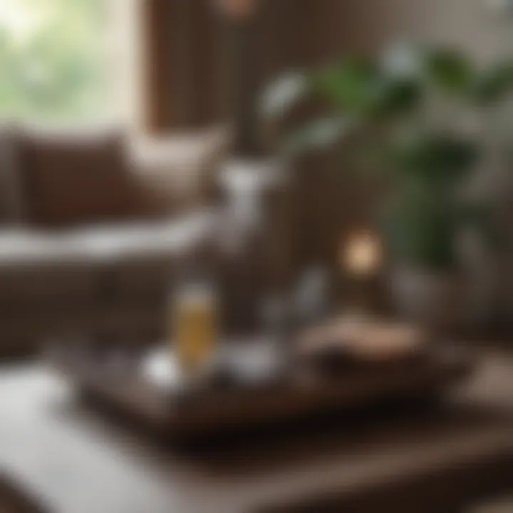 Minimalist ottoman tray with essential dining items