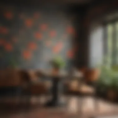 Floral Stencils for a Cozy Ambiance Floral stenciled design enhancing a cozy dining area