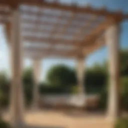 Elegant wooden pergola with draped fabric for shade