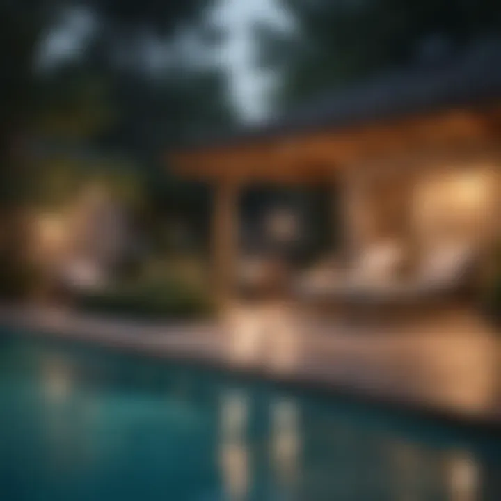 Ambient lighting creating a cozy poolside atmosphere