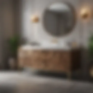 Sophisticated Accents and Rich Textures Luxurious bath vanity with rich textures and sophisticated accents