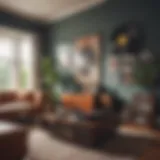 Vintage vinyl records displayed in a retro living room