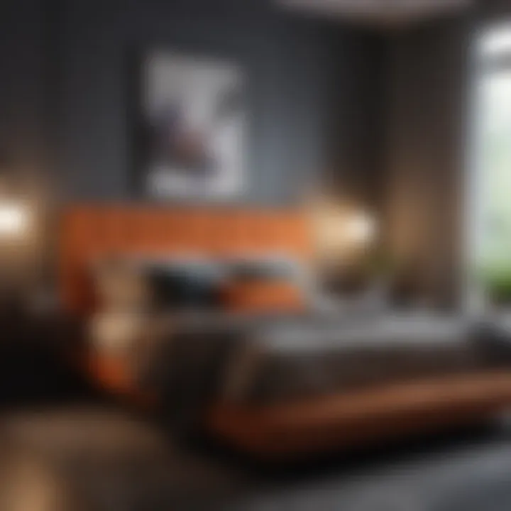 Stylish bedroom with contrasting colors and minimalist decor