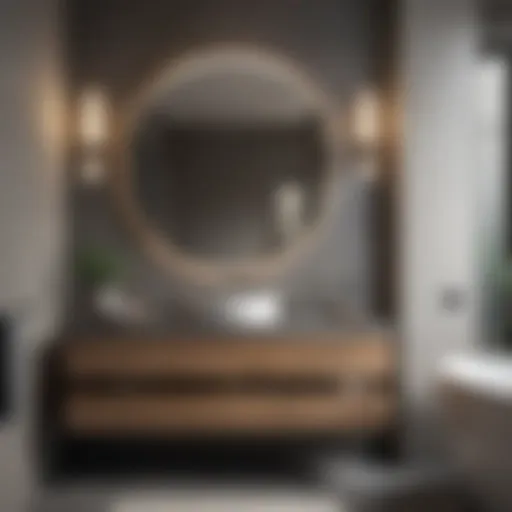 Elegant modern sink vanity unit in a chic bathroom setting