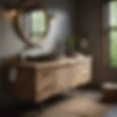 Rustic sink vanity unit showcasing natural wood textures