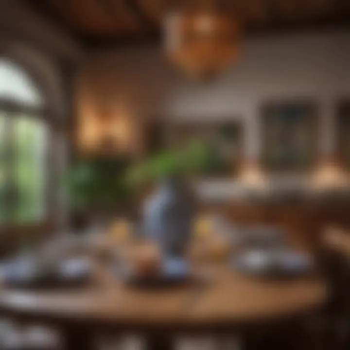 Inviting dining area adorned with traditional Spanish ceramics and warm lighting