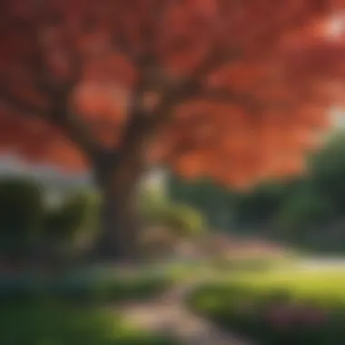 Vibrant flowering garden tree in full bloom showcasing its colors.