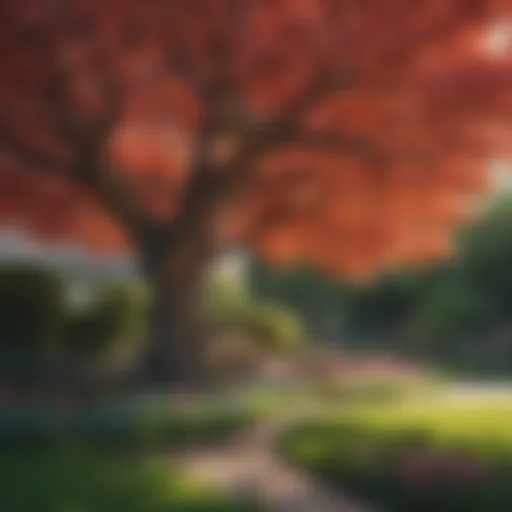 Vibrant flowering garden tree in full bloom showcasing its colors.
