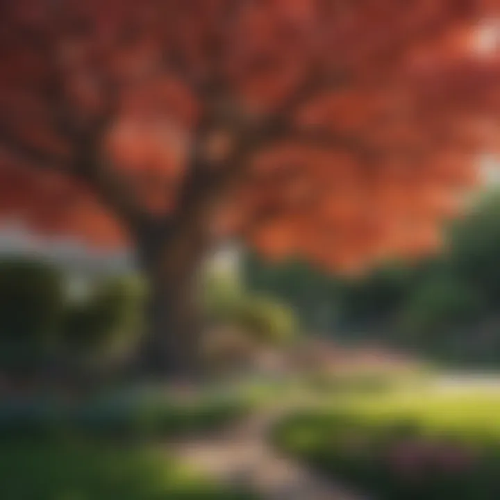 Vibrant flowering garden tree in full bloom showcasing its colors.