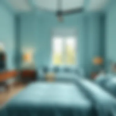 Stylish Light Blue Modern Bedroom Stylish light blue bedroom featuring modern design elements