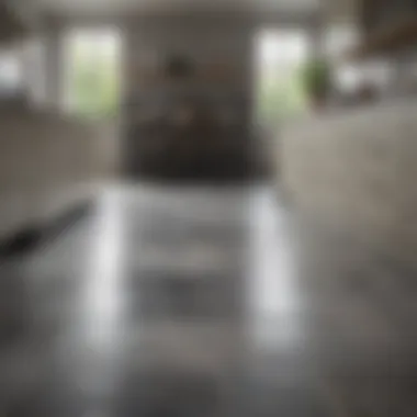 Shiny floor tiles enhancing the elegance of a contemporary kitchen