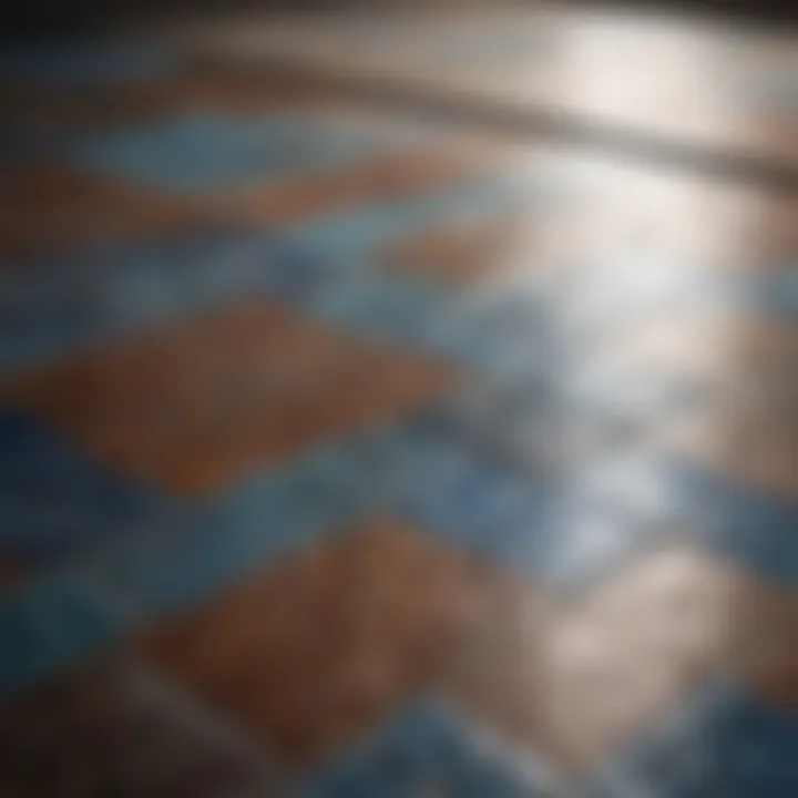 Close-up of reflective tile surface showcasing intricate patterns