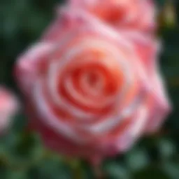 Close-up of a blooming scented garden rose showcasing its intricate petals.