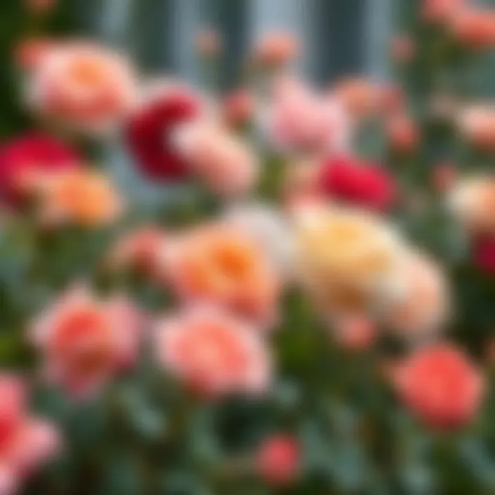 A vibrant garden showcasing a variety of scented roses in full bloom.