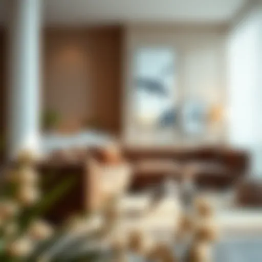 Luxurious velvet couch in a modern living room