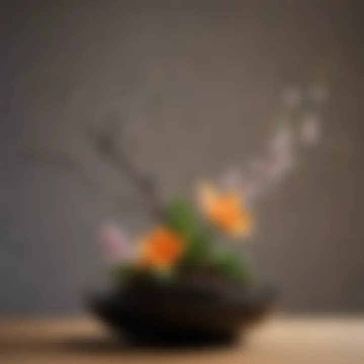 A beautifully arranged ikebana display emphasizing balance and harmony