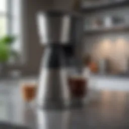 Elegant stainless carafe coffee maker on a kitchen countertop