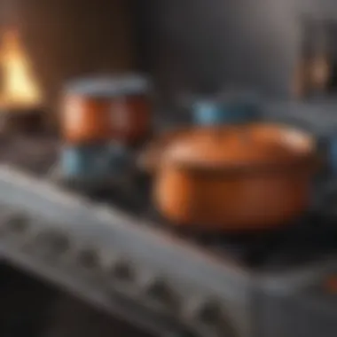 Enameled Iron Pots: A Blend of Beauty and Function Elegant enameled iron pot set on a kitchen stove