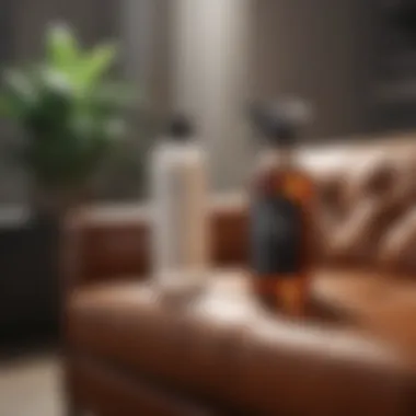 Commercial leather cleaner products displayed