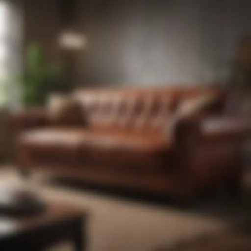 Luxurious leather sofa showcasing its texture