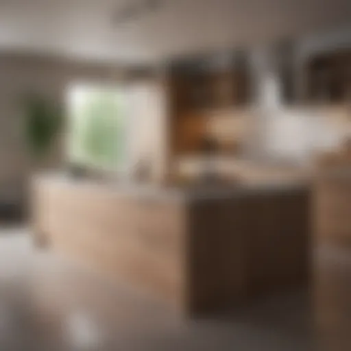 A sleek modern kitchen showcasing ready-to-assemble cabinets.