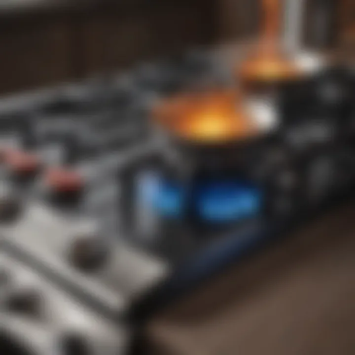 A traditional gas stovetop showcasing flame control