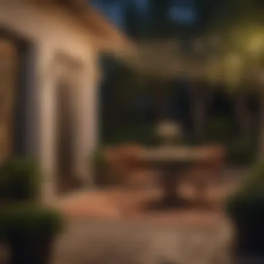 Installation of string lights in a cozy outdoor setting