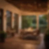 Warm ambient glow of string lights on a lanai