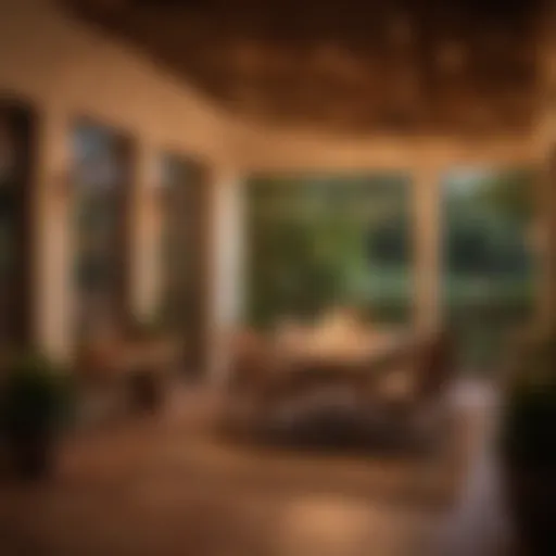 Warm ambient glow of string lights on a lanai