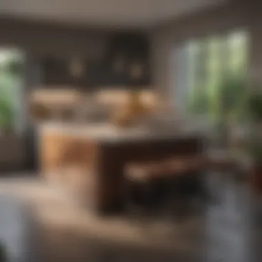 Chic Urban Kitchen Island Chic urban kitchen with a contemporary stand alone island and seating