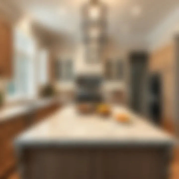 Stylish kitchen featuring a spacious granite island