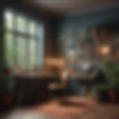 An artistic workspace featuring a creative color scheme