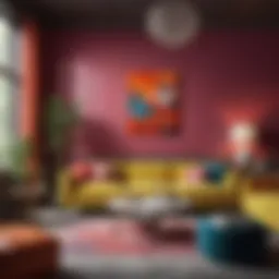 A vibrant living room showcasing a bold color palette
