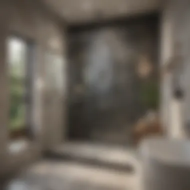 A modern farmhouse walk-in shower complete with glass enclosure and stylish accessories
