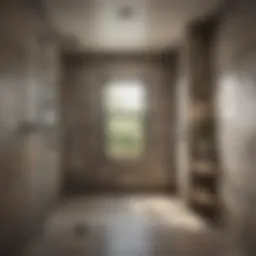 A beautifully designed farmhouse walk-in shower featuring natural stone tiles