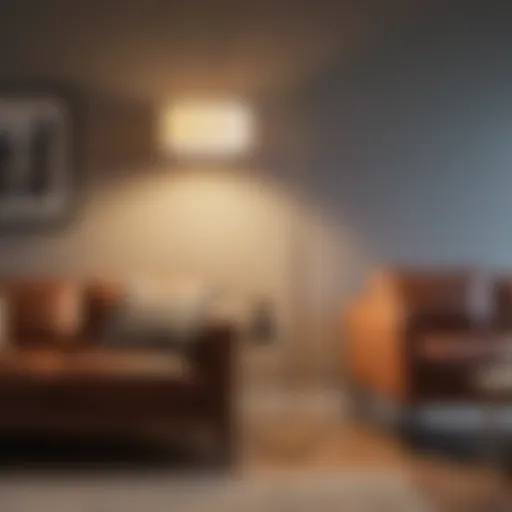 Elegant floor lamp casting a warm glow in a modern living room