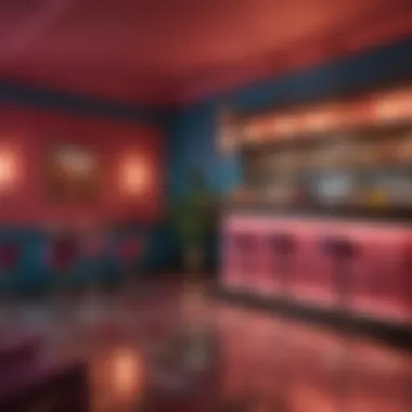 Vibrancy in Bar Aesthetics Vibrant color palette in a stylish bar setting