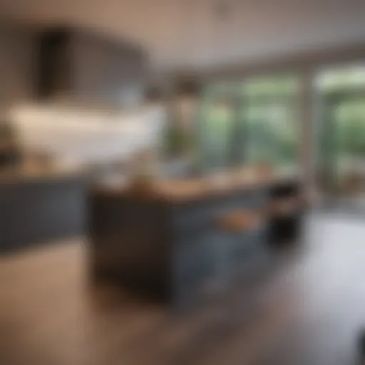 Stylish kitchen island with integrated dining area