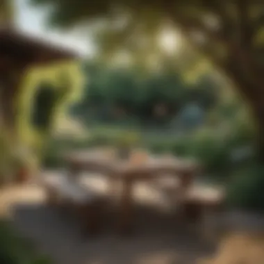 Oka Outdoor Table in a Natural Garden Setting The Oka outdoor table integrated into a beautiful garden setting
